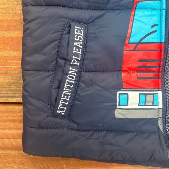 Topolino Firetruck Vest Boys 3T EU 98 Puffer Hooded Navy Red Zip Germany Cartoon - Picture 14 of 16